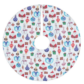 Farbenfrohe Weihnachtsmuster Polyester Weihnachtsbaumdecke