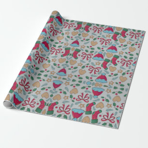 Farbenfrohe Weihnachtsmuster-Wrapping Papier Blät Geschenkpapier
