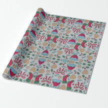 Farbenfrohe Weihnachtsmuster-Wrapping Papier Blätt