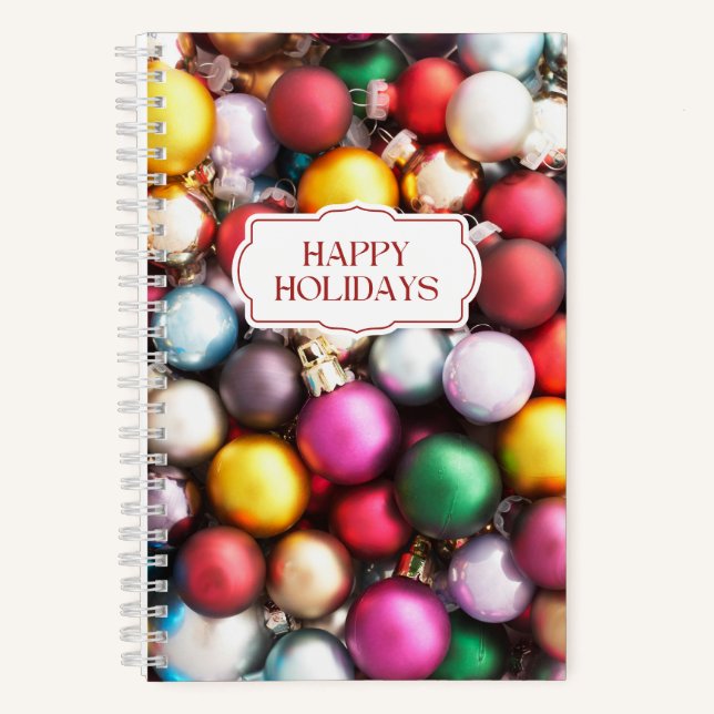 Farbenfrohe Weihnachtsschmuck Notizbuch (Vorderseite)