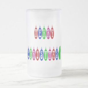 Farbenfrohe Weihnachtsschmuck Schriftart Mattglas Bierglas