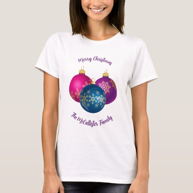 Farbenfrohe Weihnachtsschmuck T - Shirt (Vorderseite)