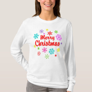 Farbenfrohe Weihnachtsschneeflocken T-Shirt