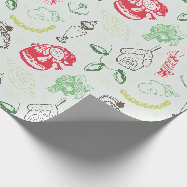 Farbenfrohe Weihnachtsschneezeit Geschenkpapier (Ecke)