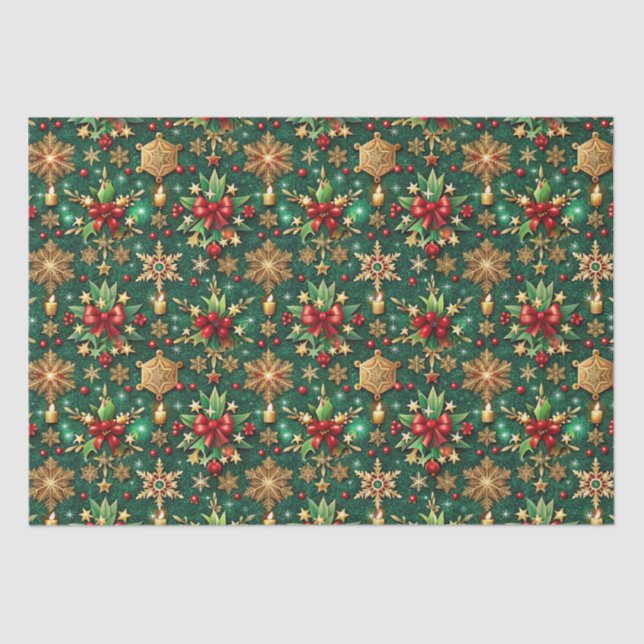 Farbenfrohe Weihnachtsstimmung Festliches Muster Seidenpapier (Vorderseite)