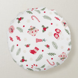 Farbenfrohe Weihnachtszeitschrift Rundes Kissen