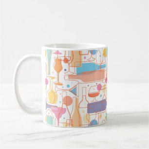Farbenfrohe Weinflaschen und Glasmuster Kaffeetasse