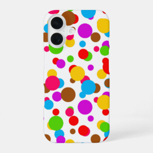 Farbenfrohe weiße Hintergrundpolka Punkte iPhone 16 Hülle