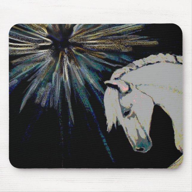 Farbenfrohe Weiße Stallion Pferdebrustmousepad Mousepad (Vorne)
