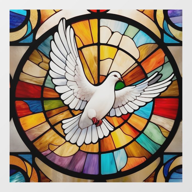 Farbenfrohe weiße Taube gestanzter Glass Bird Fensteraufkleber (Blatt)
