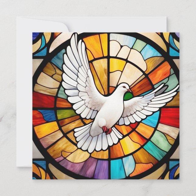 Farbenfrohe weiße Taube gestanzter Glass Bird Mitteilungskarte (Vorderseite)