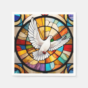 Farbenfrohe weiße Taube gestanzter Glass Bird Serviette
