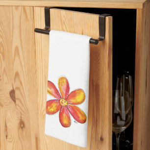 Farbenfrohe weißliche Orange und gelbe Blume Geschirrtuch