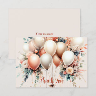 Farbenfrohe Weißpfirsichblütenballons Elegant Dankeskarte