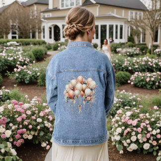 Farbenfrohe Weißpfirsichblütenballons Elegantes Pa Jeansjacke