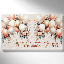 Farbenfrohe Weißpfirsichblütenballons Elegantes Pa Namenschild