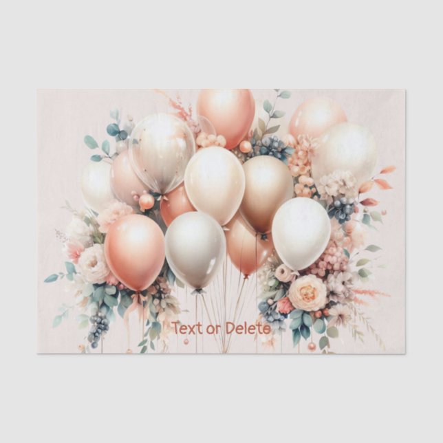 Farbenfrohe Weißpfirsichblütenballons Elegantes Pa Seidenpapier (Vorderseite)