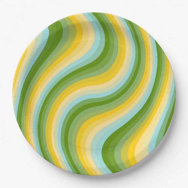 Farbenfrohe Wellen aus dem Diagonal Stripe Pappteller (Vorderseite)