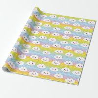 Farbenfrohe Wellen Emoji Kawaii Wolken Muster