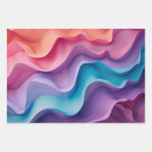 Farbenfrohe Wellen Geschenkpapier Set