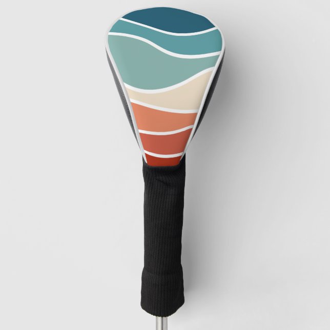 Farbenfrohe Wellen im Retrostil Golf Headcover (Vorderseite)