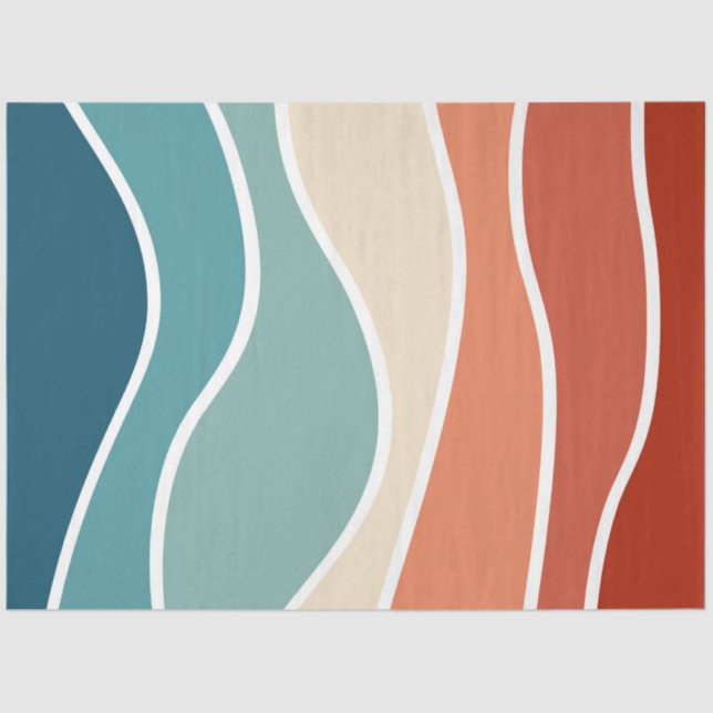 Farbenfrohe Wellen im Retrostil Seidenpapier (Vorderseite)