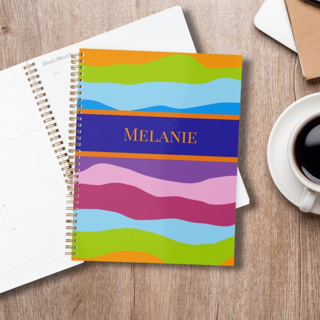 Farbenfrohe Wellen mit Namen Planer (colorful planner / appointment book)