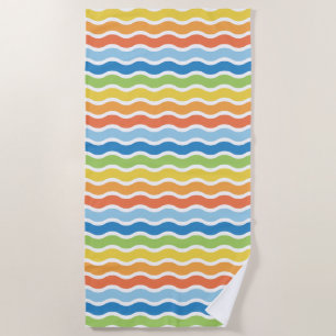 Farbenfrohe Wellen Pattern Beach Handtuch