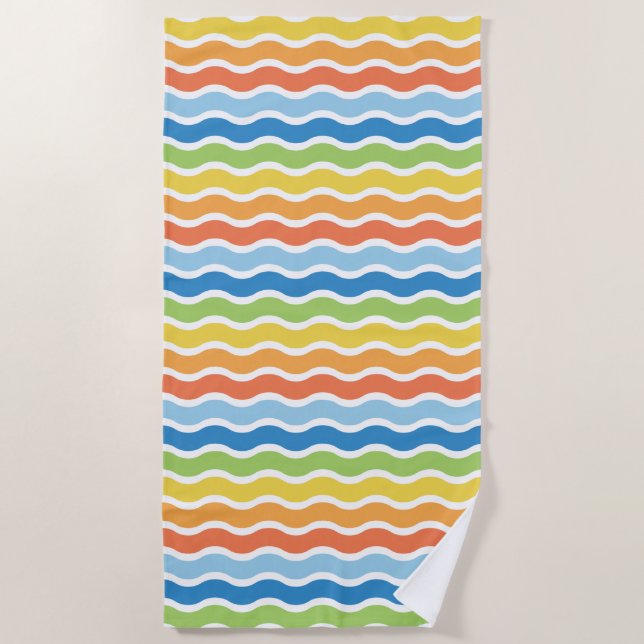 Farbenfrohe Wellen Pattern Beach Handtuch (Vorderseite)