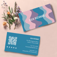 Farbenfrohe Wellen Streifen QR Code Social Media C