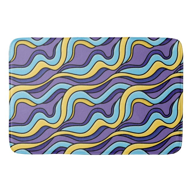 Farbenfrohe Wellenmuster Funky Retro Modernes Abst Badematte (Vorderseite)