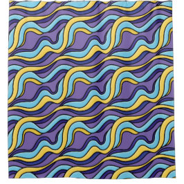 Farbenfrohe Wellenmuster Funky Retro Modernes Abst Duschvorhang