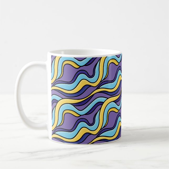 Farbenfrohe Wellenmuster Funky Retro Modernes Abst Kaffeetasse (Links)