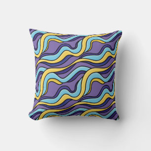Farbenfrohe Wellenmuster Funky Retro Modernes Abst Kissen