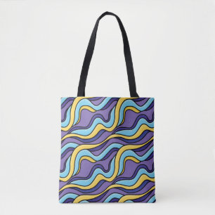 Farbenfrohe Wellenmuster Funky Retro Modernes Abst Tasche