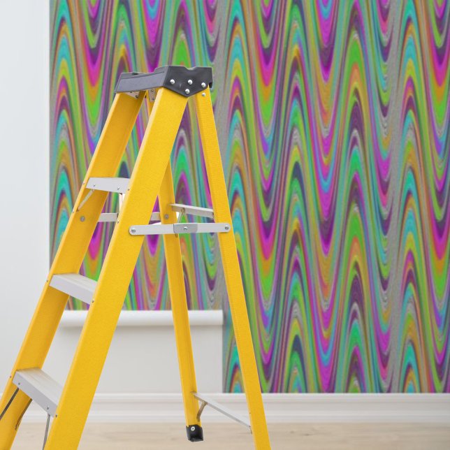Farbenfrohe Wellenmuster für die Pegel- und Stick- Tapete (Peel and Stick Wallpaper Colourful Wave Pattern Wallpaper)