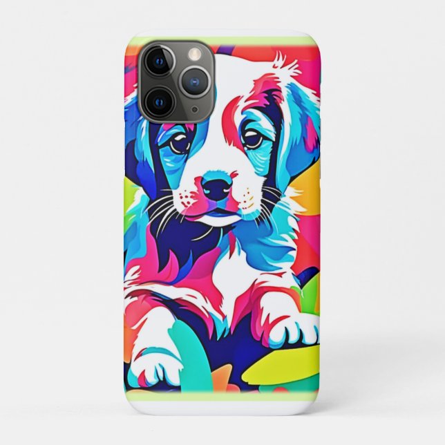 Farbenfrohe Welpenkunst Case-Mate iPhone Hülle (Rückseite)
