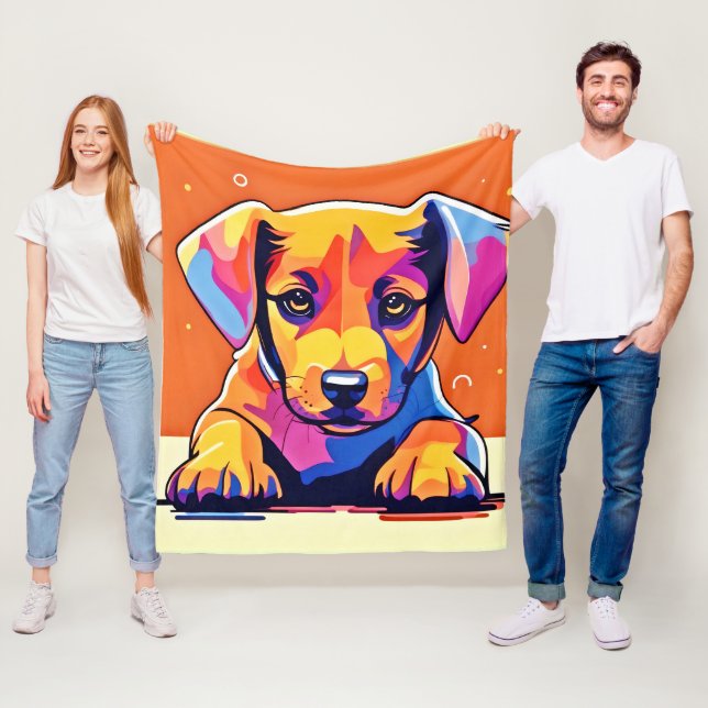 Farbenfrohe Welpenkunst Fleecedecke (Beispiel)