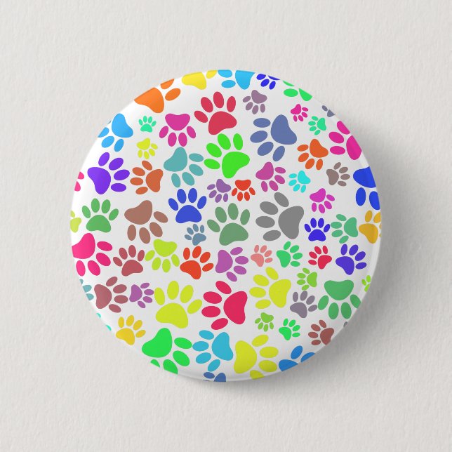 Farbenfrohe Welpenmuster Button (Vorderseite)