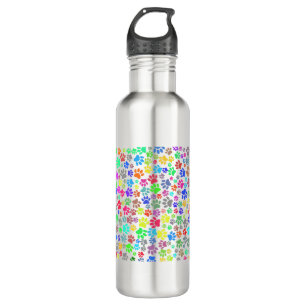 Farbenfrohe Welpenmuster Edelstahlflasche