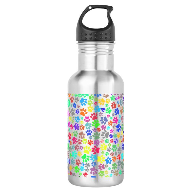 Farbenfrohe Welpenmuster Edelstahlflasche (Vorderseite)