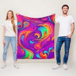 Farbenfrohe Welt: Blühende Muster Fleecedecke