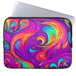 Farbenfrohe Welt: Blühende Muster Laptopschutzhülle