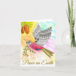 Farbenfrohe Weltfrieden Dove Weihnachtskarte Feiertagskarte
