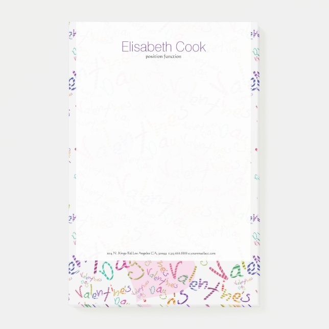 Farbenfrohe Werte für Herz und Textmuster Post-it Klebezettel (Vorderseite)