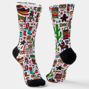 Farbenfrohe Western Muster Weihnachten Socken