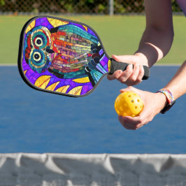 Farbenfrohe Whimsical Mosaikkunst Pickleball Schläger