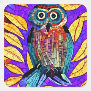 Farbenfrohe Whimsical Mosaikkunst Quadratischer Aufkleber
