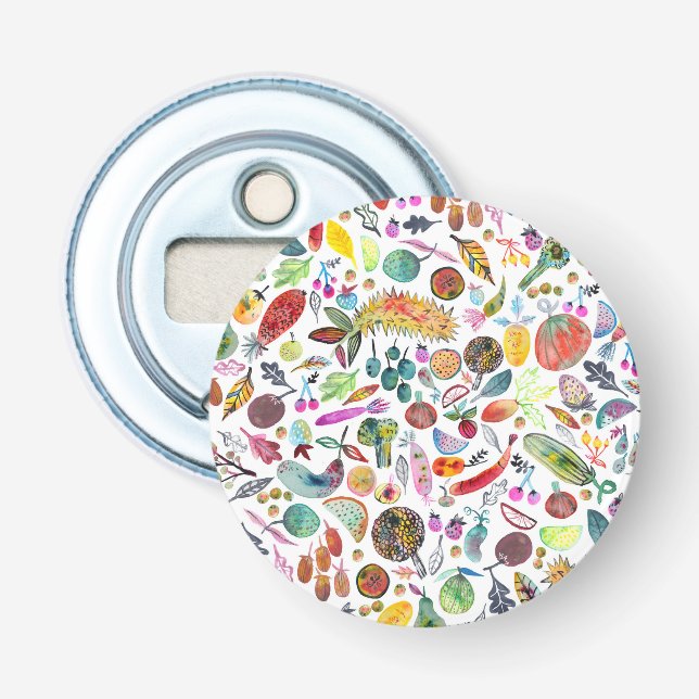 Farbenfrohe Whimsical Watercolor Veggies Flaschenöffner (Vorderseite)