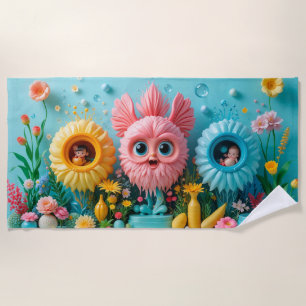 Farbenfrohe Whimsikale Blume mit spielerischer Cre Strandtuch
